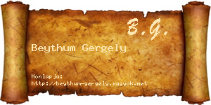 Beythum Gergely névjegykártya
